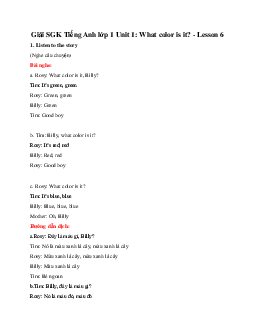Giải SGK Tiếng Anh lớp 1 Unit 1: What color is it? - Lesson 6 | Family & Friends