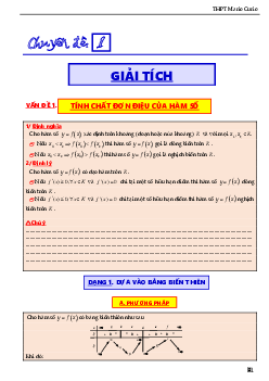 Các dạng bài tập ứng dụng đạo hàm để khảo sát và vẽ đồ thị của hàm số Toán 12