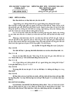Đề thi học kỳ 2 môn Văn lớp 8 Quảng Nam 2018-2019 (có đáp án)