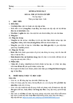 Giáo án Bài 16: Thuật toán sắp xếp Tin học 7 | Kết nối tri thức
