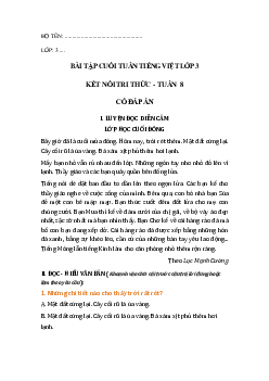 Phiếu bài tập cuối tuần lớp 3 môn tiếng Việt sách Tuần 8 (cơ bản) |  Kết nối tri thức