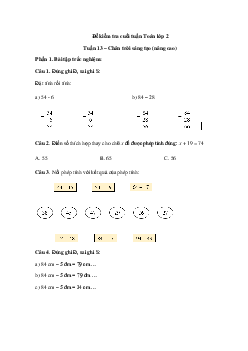 Đề kiểm tra cuối tuần Toán lớp 2|  Chân trời - Tuần 13 (nâng cao)