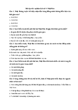 Giải bài tập SGK Lịch sử 9 bài 9( Có đáp án)
