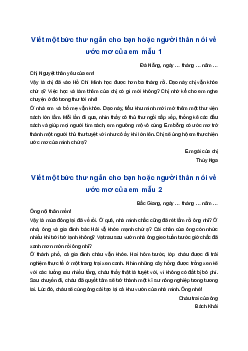 Viết một bức thư ngắn (khoảng 10 dòng) cho bạn hoặc người thân nói về ước mơ của em | Tập làm văn 4