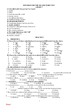 Đề cương ôn tập Tiếng Anh 7 học kỳ 2 Global Success