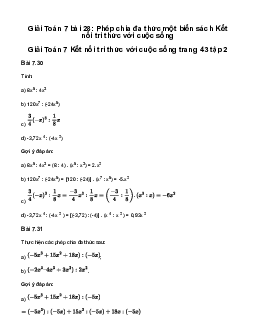 Giải Toán 7 Bài 28: Phép chia đa thức một biến | Kết nối tri thức