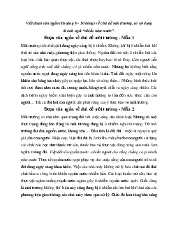 Văn mẫu lớp 6: Viết đoạn văn ngắn về chủ đề môi trường có sử dụng thành ngữ nhiều như nước | Cánh diều