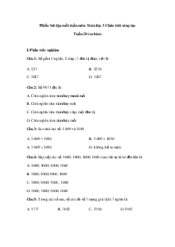 Bài tập cuối tuần Toán lớp 3 Chân trời sáng tạo - Tuần 20