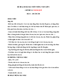 Chủ đề 13: Thăm quê  | Bài 1 | Giáo án Tiếng Việt 1 bộ sách Chân trời sáng tạo