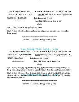 Tham khảo đề kết thúc học phần | môn Triết học Mác - LeeninCâu hỏi triết học | Đại học sư phạm Hà nội 