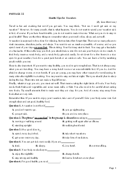 PASSAGE 32_Theme 6. Health and Lifestyles (Sức khỏe và lối sống)