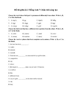 Đề thi giữa kì 2 Tiếng Anh 7 | Global Success