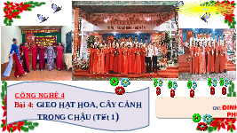 Giáo án điện tử Công Nghệ  4 KNTT -  Kết Nối Tri Thức:  Tuần 9: Gieo hạt hoa, cây cảnh trong chậu.