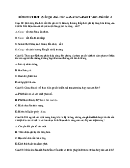 Đề thi thử THPT Quốc gia 2021 môn GDCD Sở GD&ĐT Vĩnh Phúc lần 2 có đáp án