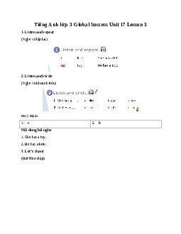 Tiếng Anh lớp 3 Global Success Unit 17 Lesson 3
