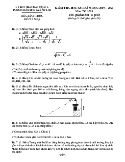 Đề thi học kỳ 1 Toán 9 năm 2019 – 2020 phòng GD&ĐT Quận 6 – TP HCM