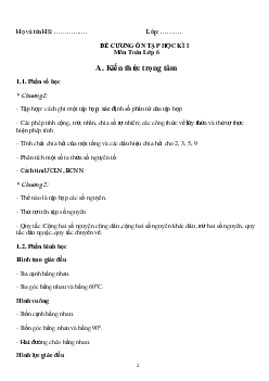 Đề cương ôn tập học kì 1 môn Toán lớp 6 năm 2023 - 2024 Cánh diều