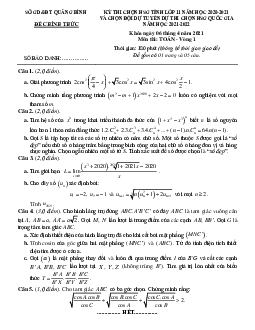 Đề thi chọn HSG tỉnh Toán 11 năm 2020 – 2021 sở GD&ĐT Quảng Bình (Vòng 1)