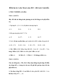 Đề thi học kì 1 môn Toán 6 năm 2023 - 2024 sách Cánh diều | Đề 3