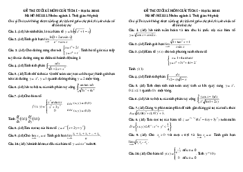 Đề thi ôn tập giải tích phần 2 | Đại học Bách khoa Hà Nội