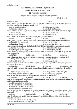 Đề thi thử THPT Quốc gia 2024 lần 3 môn Lịch sử - Mã đề 345 trường THPT Đội Cấn, Vĩnh Phúc