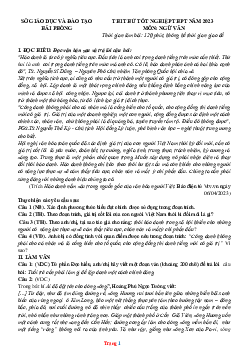 Đề thi thử tốt nghiệp THPT năm 2023 môn Ngữ Văn Sở GD&ĐT Hải Phòng (có lời giải)