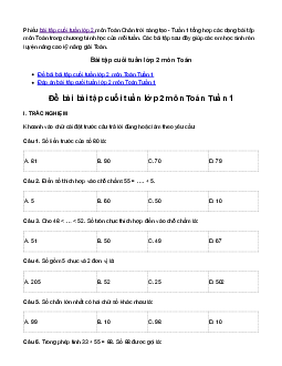 Bài tập cuối tuần lớp 2 môn Toán Chân trời sáng tạo - Tuần 1