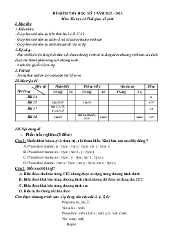 Đề thi học kì 2 môn Tin học lớp 11 năm 2022 - 2023 | Đề 3