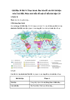 Giải Địa 10 Bài 9: Thực hành: Đọc bản đồ các đới khí hậu trên Trái Đất. Phân tích biểu đồ một số kiểu khí hậu CD