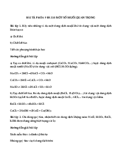 Bài tập Hóa 9 bài 10: Một số muối quan trọng
