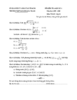 Đề thi học kì 2 Toán 11 năm 2019 – 2020 trường THPT Hoàng Hoa Thám – TP HCM