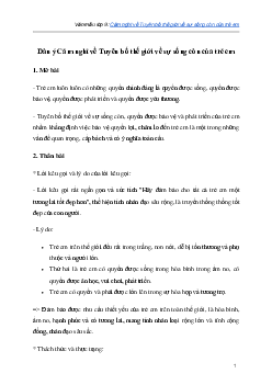 Cảm nghĩ về Tuyên bố thế giới về sự sống còn của trẻ em | Văn mẫu lớp 12