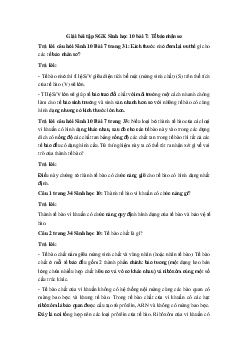 Giải bài tập SGK Sinh học 10 bài 7: Tế bào nhân sơ