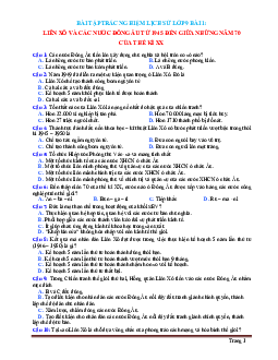 Trắc Nghiệm Lịch Sử 9 Bài 1: Liên Xô và các nước Đông Âu từ năm 1945 đến giữa những năm 70 của thế kỉ XX (có đáp án)