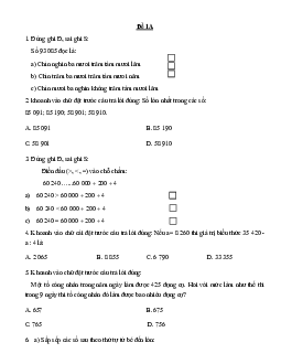 Bộ đề thi ôn tập hè môn Toán lớp 4 | bài tập