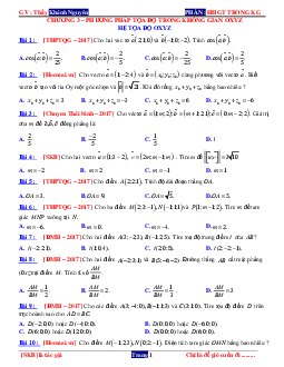 Bài tập trắc nghiệm phương pháp tọa độ trong không gian Oxyz – Nguyễn Khánh Nguyên