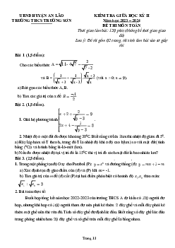 Đề thi giữa học kỳ 2 Toán 9 năm 2023 – 2024 trường THCS Trường Sơn – Hải Phòng