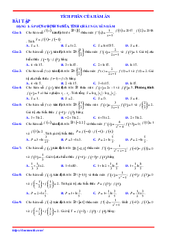 Bài tập trắc nghiệm tích phân hàm ẩn có đáp án và lời giải Toán 12