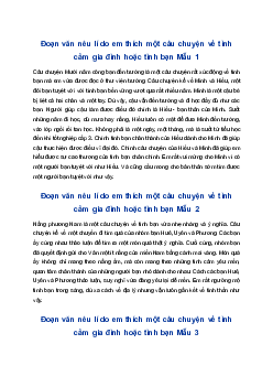 Đoạn văn nêu lí do em thích một câu chuyện về tình cảm gia đình hoặc tình bạn | Tập làm văn 4