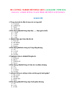 Tổng hợp 500 câu hỏi trắc nghiệm | Tâm lý học thần kinh | Đại học Khoa học Xã hội và Nhân văn, Đại học Quốc gia Thành phố HCM