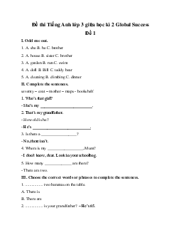 Đề thi giữa học kì 2 Tiếng Anh lớp 3 năm 2023 - 2024 (Đề 1) | Kết nối tri thức