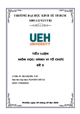 Tiểu luận cuối kỳ môn Hành vi tổ chức | Đại học Kinh tế Thành phố Hồ Chí Minh