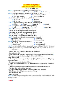 Đề cương tập giữa học kỳ 2 Địa 6 năm 2022-2023 (có đáp án)