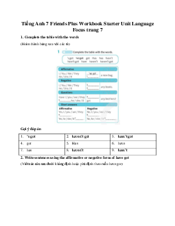 Tiếng Anh 7 Friends Plus Workbook Starter Unit Language Focus trang 7