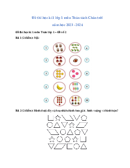ĐỀ KIỂM TRA CUỐI HỌC KÌ 1 lớp 1 môn Toán - NĂM HỌC 2023-2024 | Đề 3 | Chân trời sáng tạo