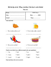 Bộ bài tập ôn hè Tiếng Anh lớp 3 lên lớp 4 sách Global Success