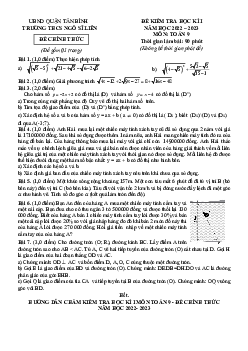 Đề học kì 1 Toán 9 năm 2022 – 2023 trường THCS Ngô Sĩ Liên – TP HCM