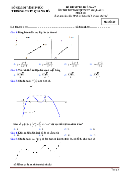 Đề thi thử tốt nghiệp 2021 môn toán trường thpt quang hà lần 1 có đáp án