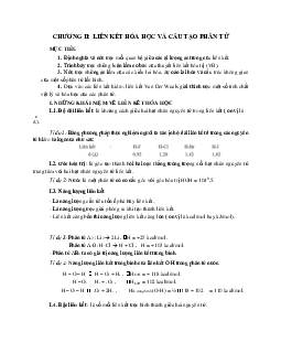 Lý thuyết chi tiết môn Hóa đại cương về Liên kết hóa học và cấu tạo phân tử