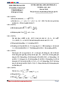 Đề thi học sinh giỏi Toán 12 cấp tỉnh năm 2020 – 2021 sở GD&ĐT Thái Nguyên